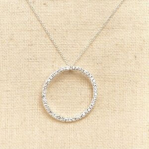 Sterling silver circle pendant necklace cubic zirconia